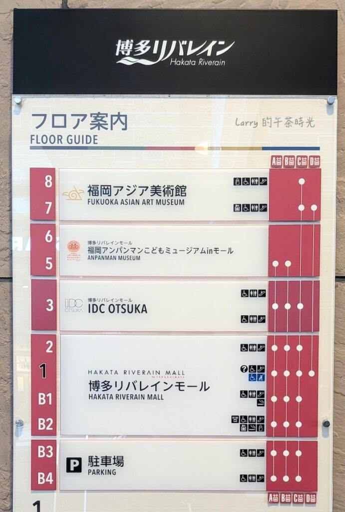 福岡 Hakata Riverain 購物中心的樓層介紹